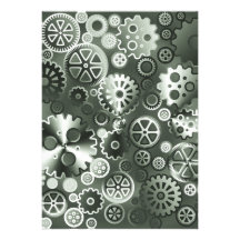 Steel metallic gears custom announcement