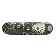 Steel metallic gears skateboard deck