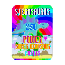 Stegosaurus 250 Power Super Dinosaur Points Rectangular Magnets