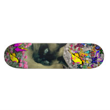 Stella in Butterflies Chocolate Point Siamese Cat Skate Board Deck