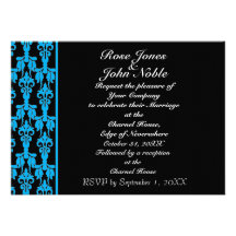 Stellar Ebony (Cyan) Wedding Invitation