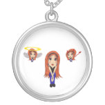 Sterling Silver Pop Art Girl Angel Devil Necklace