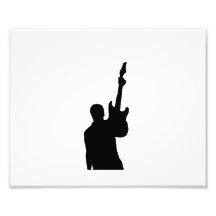steve holding up guitar solid black photographic print