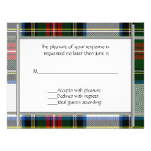 Stewart Dress Plaid Wedding RSVP Card Personalized Invites