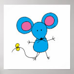 Stick blue mouse print
