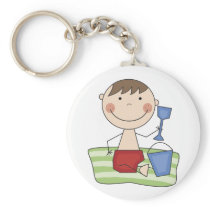 Stick Boy at Beach Tshirts and gifts Key Chain
