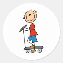 Stick Boy on Scooter Stickers