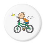 Stick Boy Riding Bicycle Refrigerator Magnets