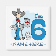 Stick Cowboy 6th Birthday Fridge Magnets