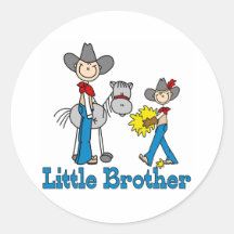 Stick Cowboys Little Brother Round Stickers