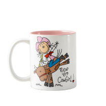 Stick  Cowgirl Riding Bull Mug