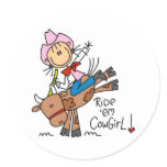 Stick  Cowgirl Riding Bull Stickers