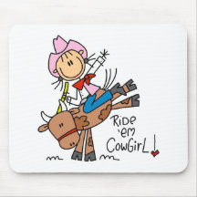Stick  Cowgirl Riding Bull Tshirts and Gifts Mousepad