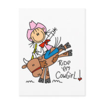 Stick  Cowgirl Riding Bull Tshirts and Gifts Post Cards