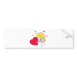 Stick Cupid Girl Flying With Heart Bumper Sticker