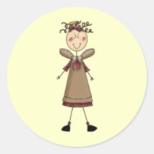 Stick Figure Angel 2 Round Sticker