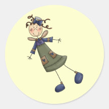 Stick Figure Angel 3 Round Sticker