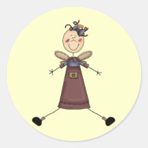 Stick Figure Angel 4 Round Sticker
