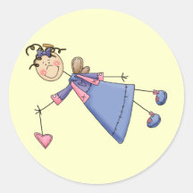 Stick Figure Angel 5 Round Sticker