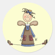 Stick Figure Angel 8 Round Stickers