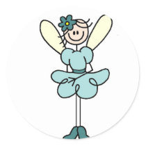 Stick Figure Angel In Teal Sticker