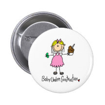 Stick Figure Baby Under Construction Pinback Buttons
