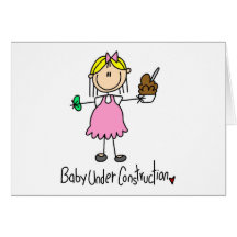Stick Figure Baby Under Construction Greeting Card