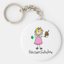 Stick Figure Baby Under Construction Keychain