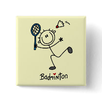 Stick Figure Badminton T-shirts and Gifts Pinback Buttons