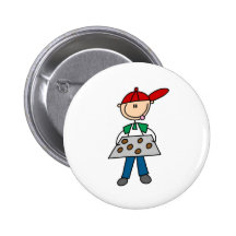 Stick Figure Baking Cookies Pinback Buttons