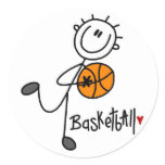 Stick Figure Basketball T-shirts and Gifts Round Stickers