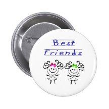 Stick figure best friends pinback button