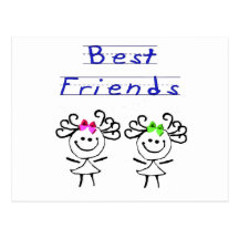 Stick figure best friends post card