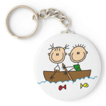 Stick Figure Boat Fishing Tshirts and Gifts Key Chain
