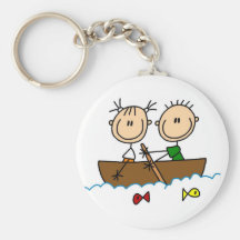 Stick Figure Boat Fishing Tshirts and Gifts Key Chain