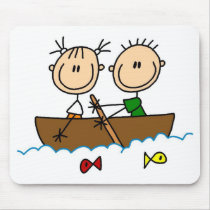 Stick Figure Boat Fishing Tshirts and Gifts Mousepads