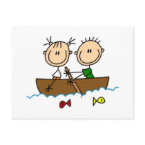 Stick Figure Boat Fishing Tshirts and Gifts Postcard