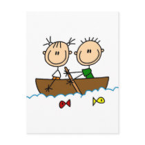 Stick Figure Boat Fishing Tshirts and Gifts Post Cards
