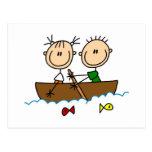 Stick Figure Boat Fishing Tshirts and Gifts Postcard