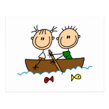 Stick Figure Boat Fishing Tshirts and Gifts Postcard