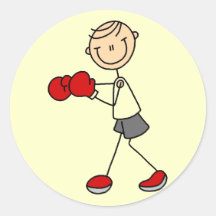 Stick Figure Boxing Tshirts and Gifts Round Stickers