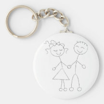 Stick Figure Boy and Girl Key Chains