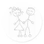 Stick Figure Boy and Girl Stickers