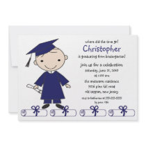 Stick Figure Boy Graduation Invitation