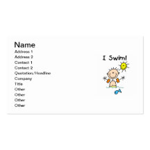 Stick Figure Boy I Swim Business Card
