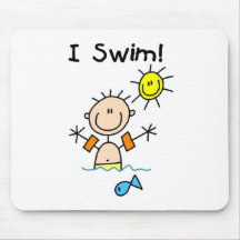 Stick Figure Boy I Swim Mousepad