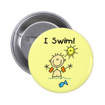 Stick Figure Boy I Swim Pinback Buttons