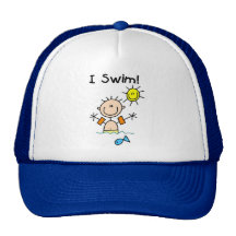 Stick Figure Boy I Swim Trucker Hats