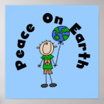Stick Figure Boy Peace on Earth T-shirts and Gifts Print