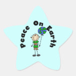 Stick Figure Boy Peace on Earth T-shirts and Gifts Star Sticker